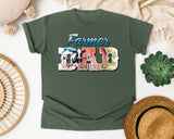 Farmer Dad Grey 2 graphic tee in Moss