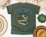 Adventure Begins Here Doodle graphic tee in Moss