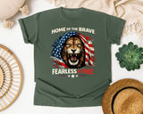 Home Of The Brave Fearless And Free graphic tee in Moss