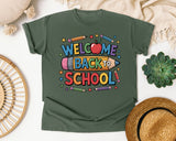 Welcome Back To School Crayons graphic tee in Moss