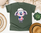 Patriotic Poodle Puppy graphic tee in Moss