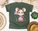 Mouse In Flag Outfit graphic tee in Moss