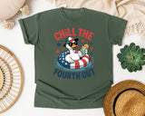 Chill The Fourth Out Grey graphic tee in Moss