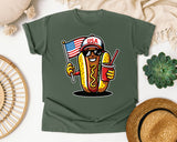 USA Hot Dog Character graphic tee in Moss