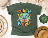 Teach World graphic tee in Moss