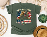 Don't Mess With America Est 1776 graphic tee in Moss