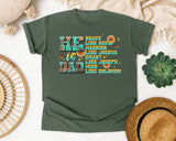 He Is Dad Brave Like David Warrior Like Joshua Teal graphic tee in Moss