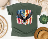 Eagle American Flag Grey graphic tee in Moss