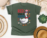 Red White And Goose graphic tee in Moss