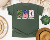 Dad Man Myth Legend Grey graphic tee in Moss