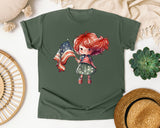 Girl With American Flag graphic tee in Moss