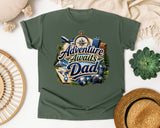 Adventure Awaits Dad graphic tee in Moss