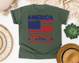 America 1776 Land Of The Free Red graphic tee in Moss