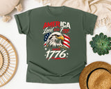 America Land Of The Free Since 1776 graphic tee in Moss
