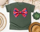 Patriotic Star Bow Tie graphic tee in Moss