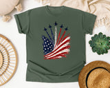 American Flag Firework Burst graphic tee in Moss