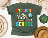 Straight Into High School graphic tee in Moss