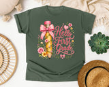 Hello First Grade Pencil graphic tee in Moss