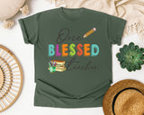 One Blessed Teacher graphic tee in Moss