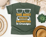 The Best Dads Get Promoted To Grandpa White graphic tee in Moss
