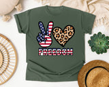 Peace Love Freedom Black graphic tee in Moss