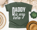 Daddy Is My Hero White 3 graphic tee in Moss