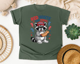Red White And Feral graphic tee in Moss