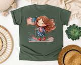 Girl With Flag Running graphic tee in Moss