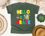 Hello 5th Grade Backpack graphic tee in Moss