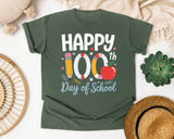 Happy 100th Day Of School graphic tee in Moss
