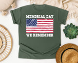 Memorial Day We Remember graphic tee in Moss