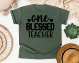 One Blessed Teacher Bold graphic tee in Moss