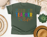 Teacher Life Stacked graphic tee in Moss
