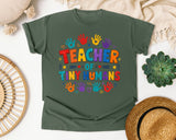 Teacher Of Tiny Humans Handprints graphic tee in Moss