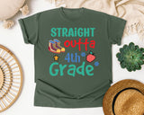 Straight Outta 4th Grade Sneakers graphic tee in Moss