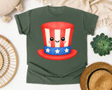 Uncle Sam Top Hat Orange graphic tee in Moss