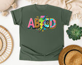ABCD Leopard Bolt graphic tee in Moss