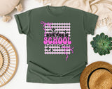 First Day Of School Pink Grid graphic tee in Moss
