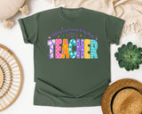 Teacher Helping Tiny Humans Do Big Things graphic tee in Moss