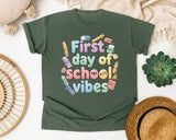 First Day Of School Vibes graphic tee in Moss