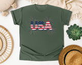 USA Grey graphic tee in Moss
