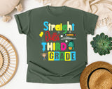 Straight Outta Third Grade Trophy graphic tee in Moss