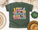 Keep Calm And Welcome Back To School graphic tee in Moss