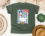 Patriotic Goose Bow graphic tee in Moss