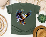 Bald Eagle With Flag graphic tee in Moss
