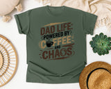 Dad Life Powered By Coffee And Chaos Grey graphic tee in Moss
