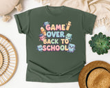 Game Over Back To School Kawaii graphic tee in Moss