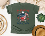 Stars Stripes And Sea Tides Grey 2 graphic tee in Moss