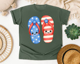 Patriotic Flip Flops graphic tee in Moss