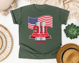 We Will Never Forget Patriot Day Red graphic tee in Moss